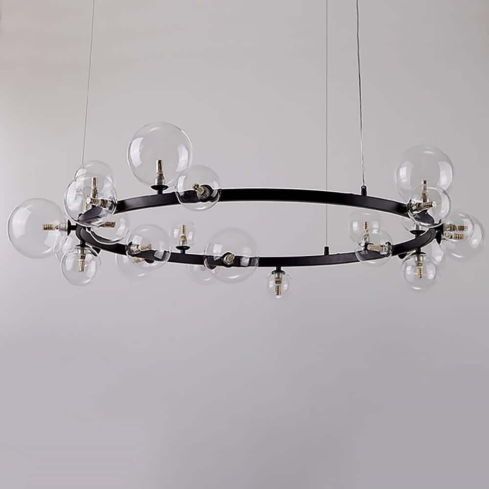 Modern Black 24-Light Bubble Chandelier with Clear Glass Shades