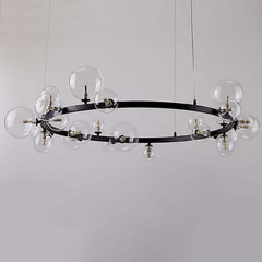 Modern Black 24-Light Bubble Chandelier with Clear Glass Shades