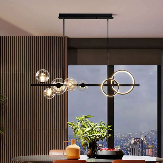 Modern Black 5-Light Globe Glass Pendant Ceiling Light Fixture Main Product Image