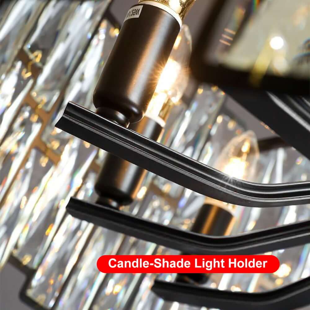 Modern Black and Gold Crystal Chandelier - Unique Geometric Design