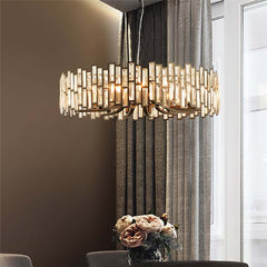 Modern Black and Gold Crystal Chandelier - Unique Geometric Design