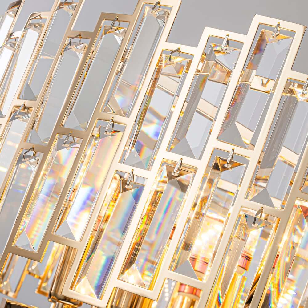 Modern Black and Gold Crystal Chandelier - Unique Geometric Design