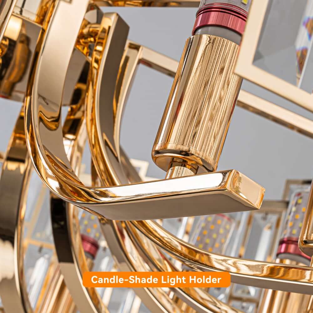 Modern Black and Gold Crystal Chandelier - Unique Geometric Design