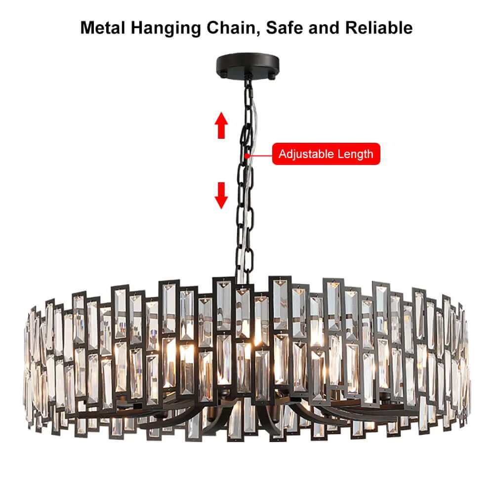 Modern Black and Gold Crystal Chandelier - Unique Geometric Design