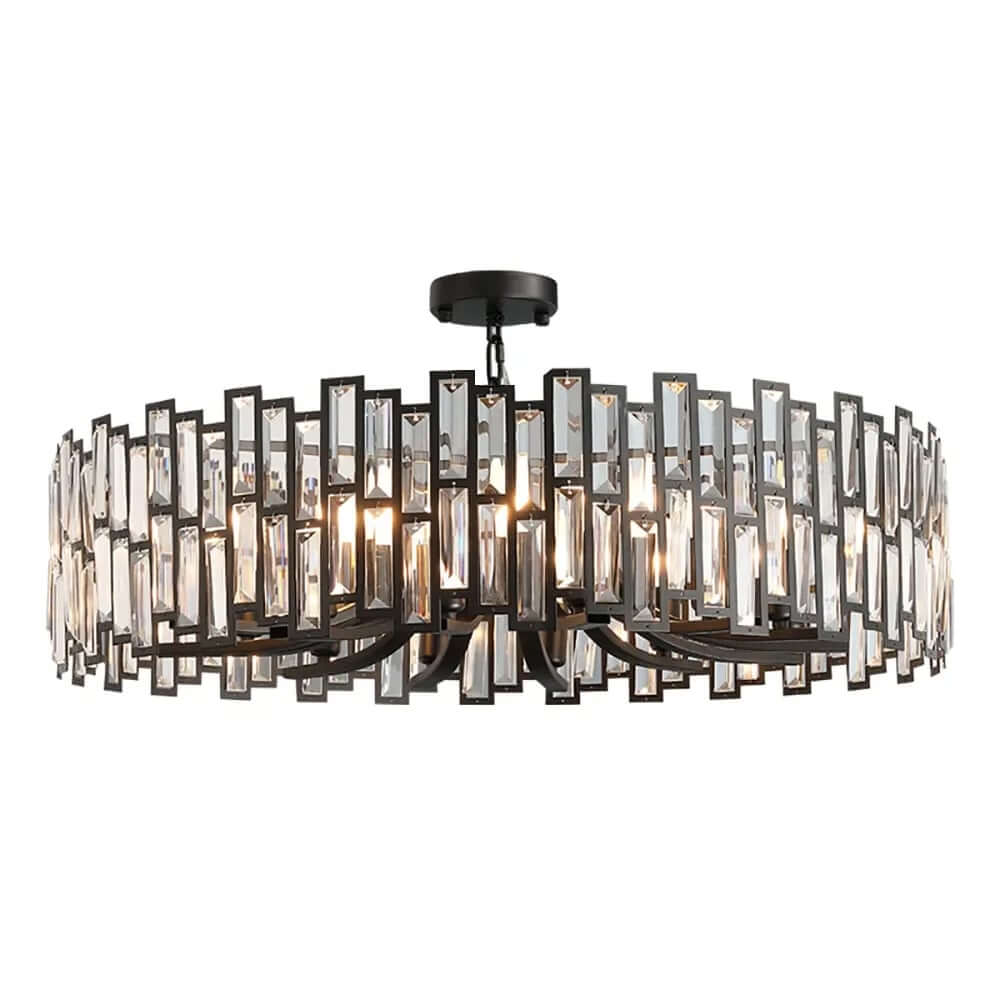Modern Black and Gold Crystal Chandelier - Unique Geometric Design