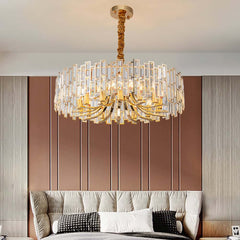 Modern Black and Gold Crystal Chandelier - Unique Geometric Design