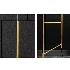 Modern Black and Gold Floor Lamp with Amber Glass Shade