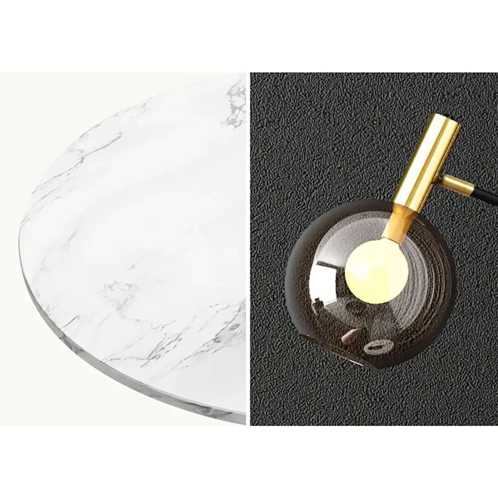 Modern Black and Gold Floor Lamp with Amber Glass Shade