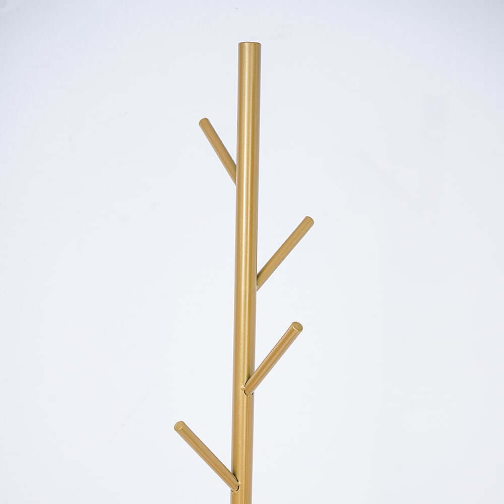 Modern Black and Gold Freestanding Coat Rack with Faux Marble Base
