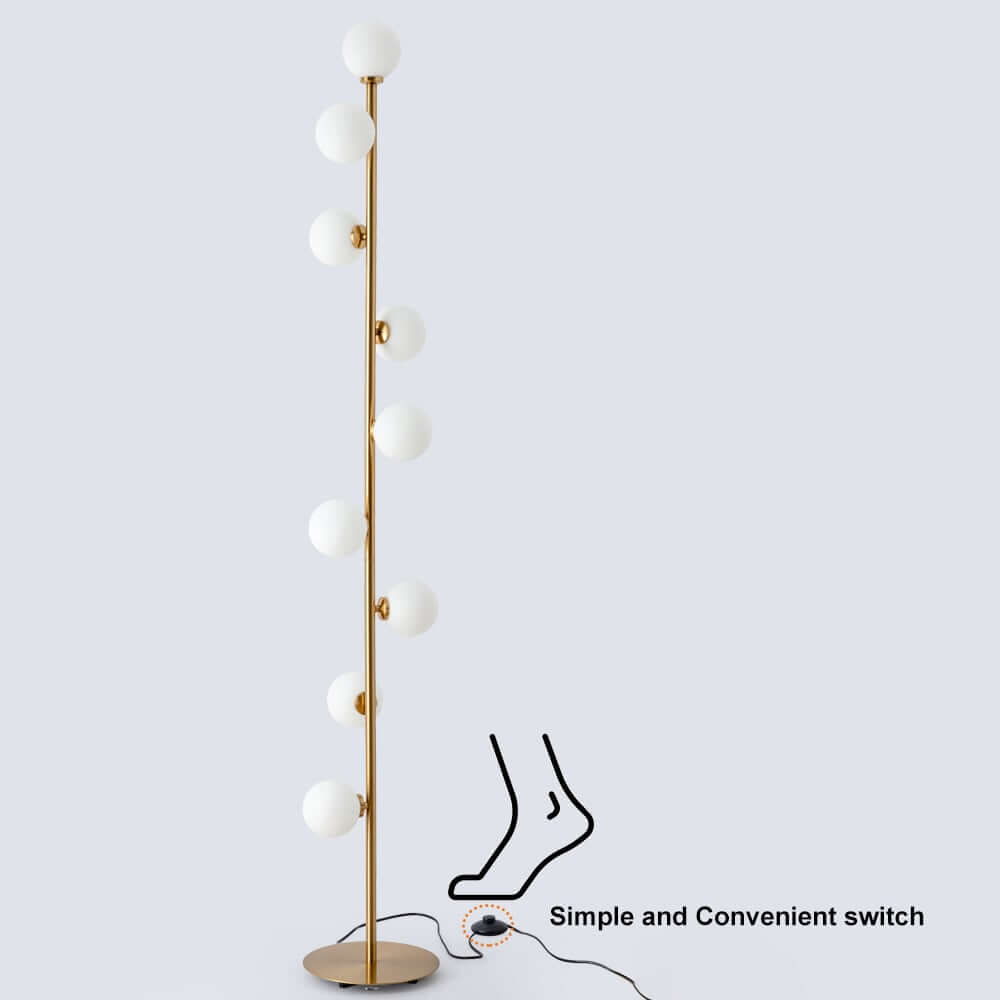 Modern Black and Gold Glass Floor Lamp with Ambient Lighting
