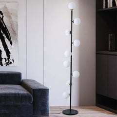 Modern Black and Gold Glass Floor Lamp with Ambient Lighting
