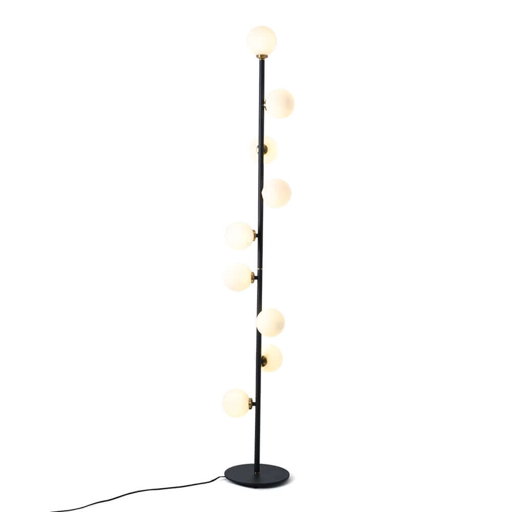 Modern Black and Gold Glass Floor Lamp with Ambient Lighting