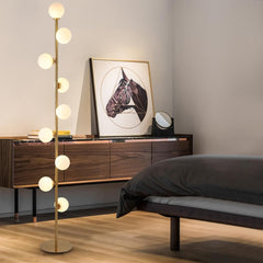 Modern Black and Gold Glass Floor Lamp with Ambient Lighting
