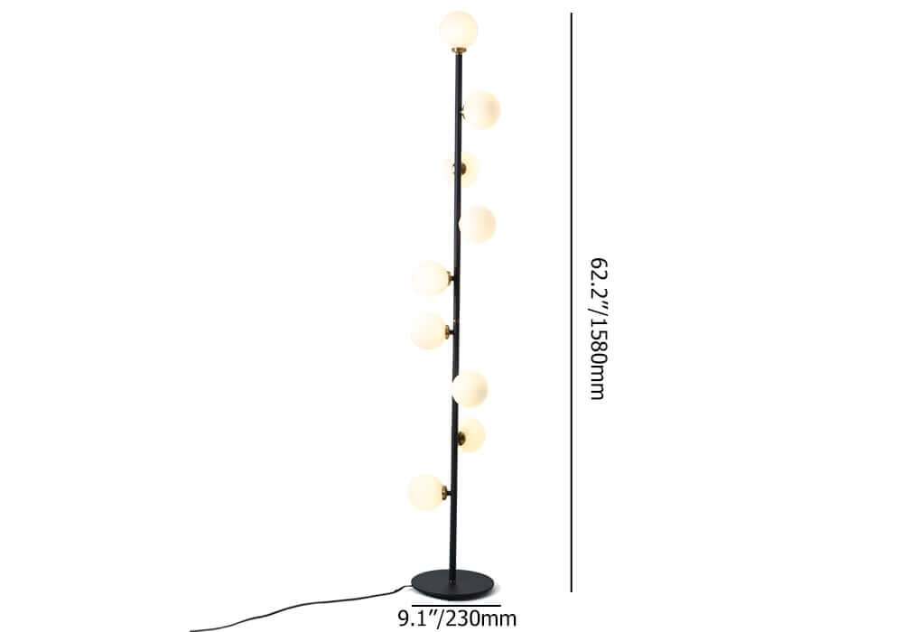 Modern Black and Gold Glass Floor Lamp with Ambient Lighting Dimensions