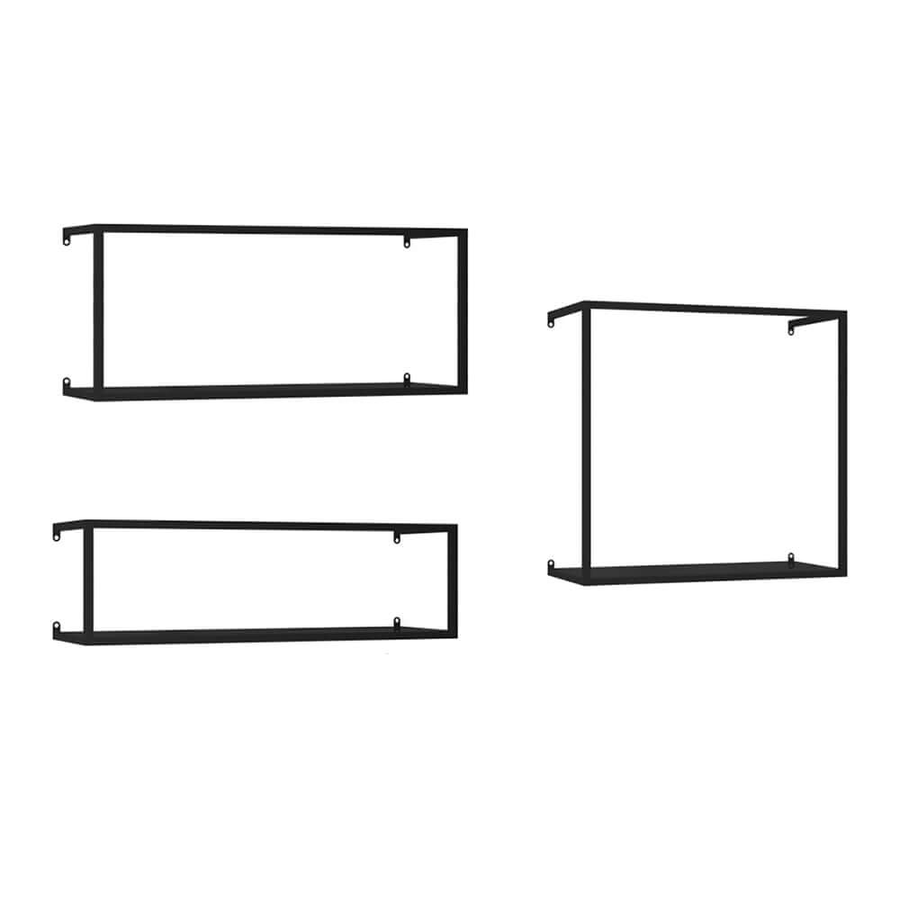 Modern Black and Gold Metal Floating Shelves - Set of 6