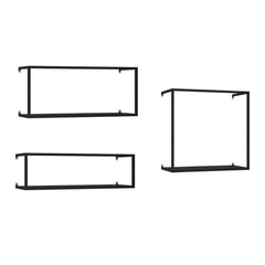 Modern Black and Gold Metal Floating Shelves - Set of 6