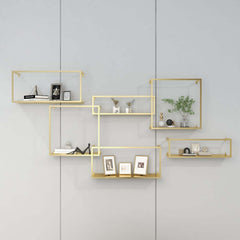 Modern Black and Gold Metal Floating Shelves - Set of 6