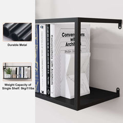 Modern Black and Gold Metal Floating Shelves - Set of 6