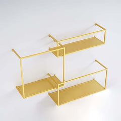 Modern Black and Gold Metal Floating Shelves - Set of 6