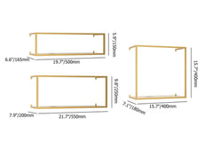 Modern Black and Gold Metal Floating Shelves - Set of 6 Dimensions