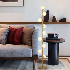 Modern Black and Gold Tree Floor Lamp with 9 LED Glass Globes