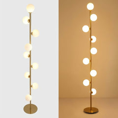 Modern Black and Gold Tree Floor Lamp with 9 LED Glass Globes