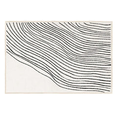 Modern Black and White Nylon Area Rug – Rectangle Machine-Woven Design