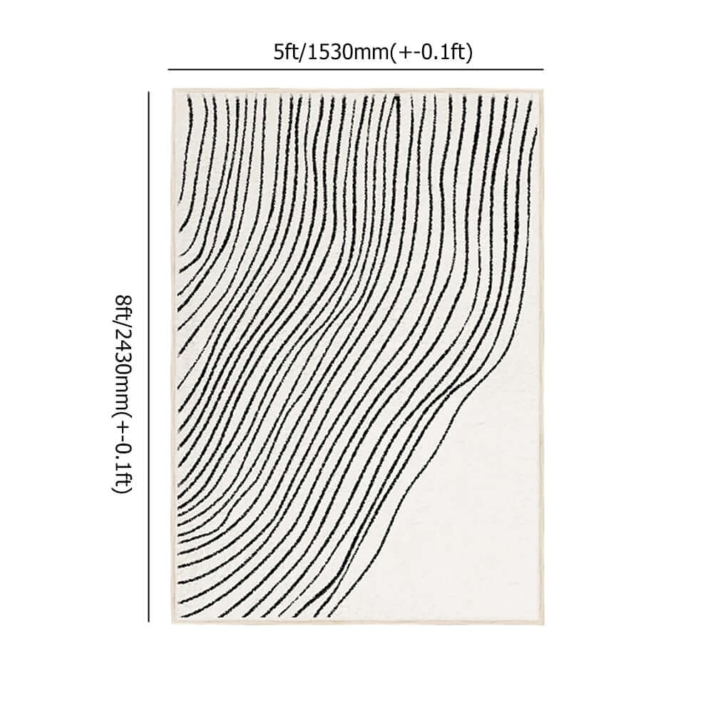 Modern Black and White Nylon Area Rug – Rectangle Machine-Woven Design