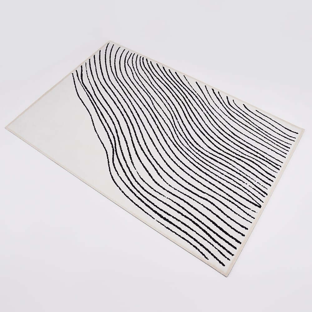 Modern Black and White Nylon Area Rug – Rectangle Machine-Woven Design