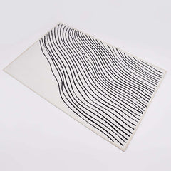 Modern Black and White Nylon Area Rug – Rectangle Machine-Woven Design