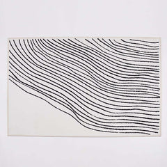 Modern Black and White Nylon Area Rug – Rectangle Machine-Woven Design