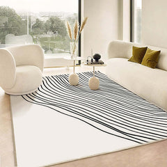 Modern Black and White Nylon Area Rug – Rectangle Machine-Woven Design Main Product Image