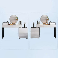 Modern Black And White Vanity With Mirror And 4 Drawers