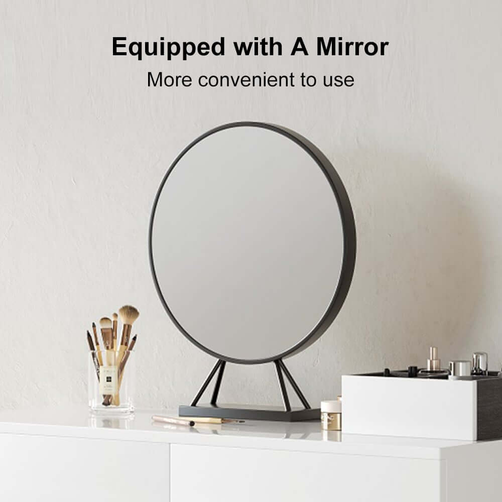 Modern Black And White Vanity With Mirror And 4 Drawers