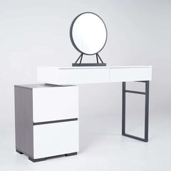 Modern Black And White Vanity With Mirror And 4 Drawers