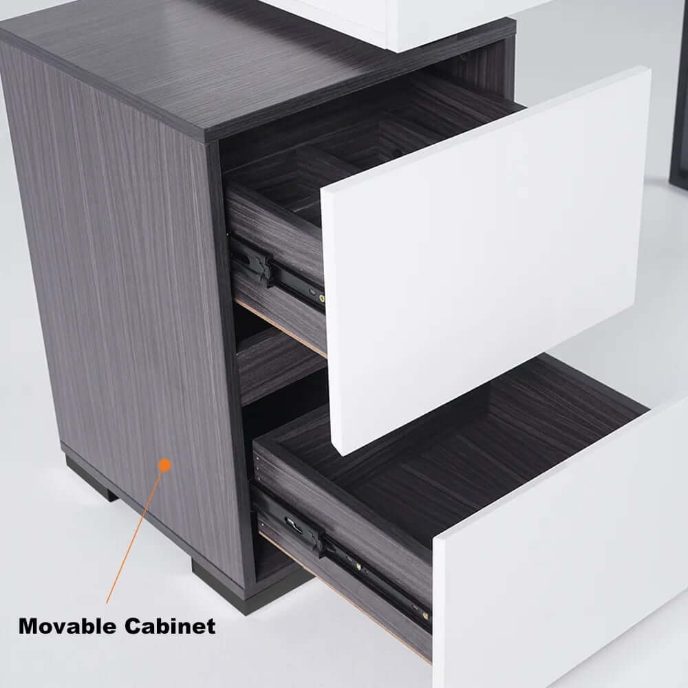 Modern Black And White Vanity With Mirror And 4 Drawers