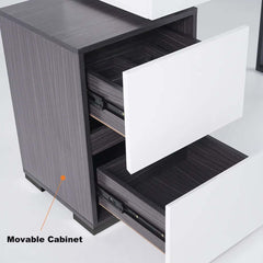 Modern Black And White Vanity With Mirror And 4 Drawers