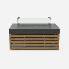 Modern Black & Brown Outdoor Sofa Set with Fire Pit