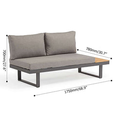 Modern Black & Brown Outdoor Sofa Set with Fire Pit Dimensions