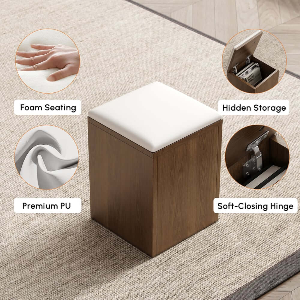 Modern Black Coffee Table with Storage Drawers & Wheels