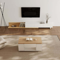 Modern Black Coffee Table with Storage Drawers & Wheels