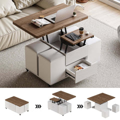 Modern Black Coffee Table with Storage Drawers & Wheels