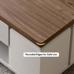 Modern Black Coffee Table with Storage Drawers & Wheels
