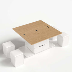 Modern Black Coffee Table with Storage Drawers & Wheels