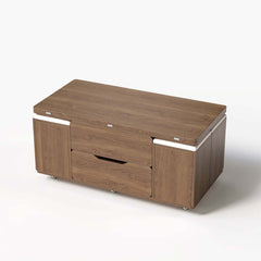 Modern Black Coffee Table with Storage Drawers & Wheels