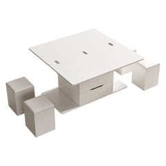 Modern Black Coffee Table with Storage Drawers & Wheels