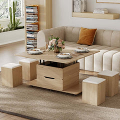 Modern Black Coffee Table with Storage Drawers & Wheels