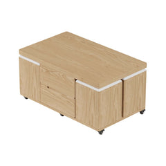 Modern Black Coffee Table with Storage Drawers & Wheels