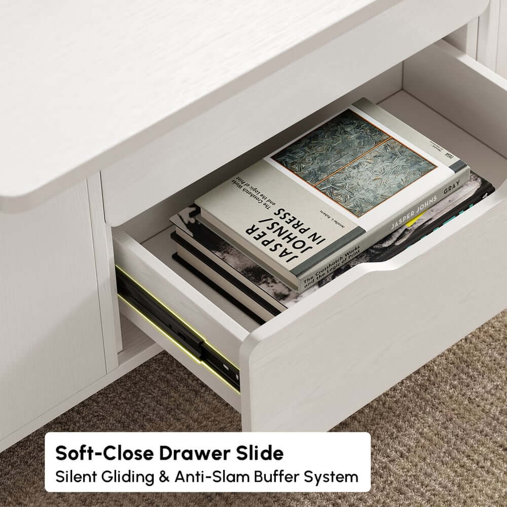 Modern Black Coffee Table with Storage Drawers & Wheels