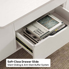 Modern Black Coffee Table with Storage Drawers & Wheels